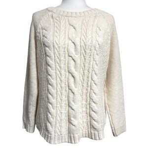 Vintage Y2K Sonoma Cream Cable Knit Cropped Sweater 2000s Kohls McBling Coquette